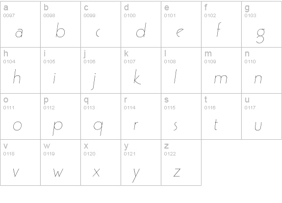 PergamonItalic lowercase a-z preview