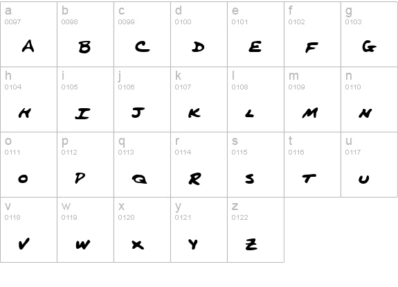 PerkinsHand Regular lowercase a-z preview