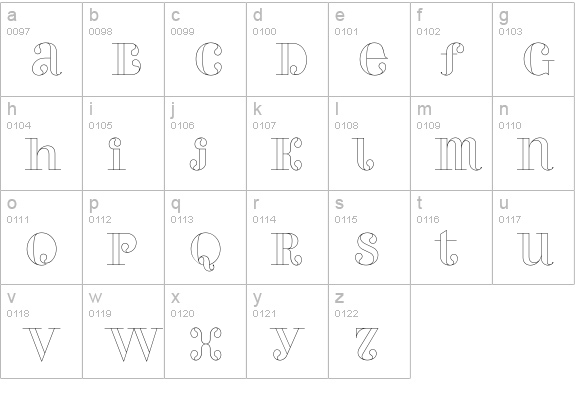 PerlaAlternate Outline lowercase a-z preview