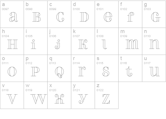 PerlaOutline lowercase a-z preview