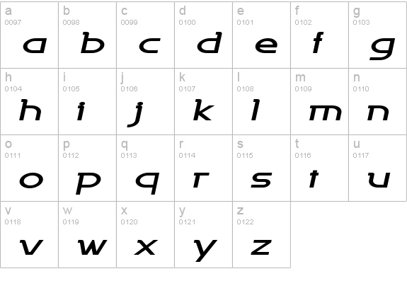Persia Extended Bold Italic lowercase a-z preview