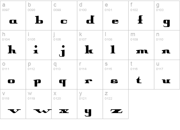 Peter Obscure Bold lowercase a-z preview