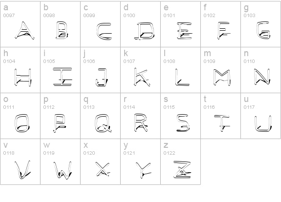 Pf_veryverybadfont7 Shadow lowercase a-z preview