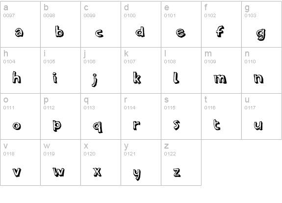 PFAmateur-Shadow lowercase a-z preview