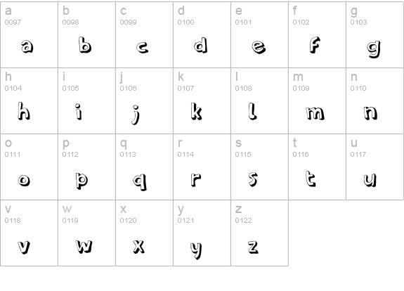 PFAmateur-ThinShadow lowercase a-z preview