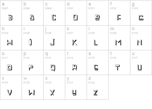 PFBeatnickPro-Shadow lowercase a-z preview