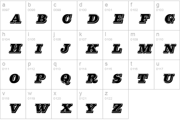 PFCenturaSingleCaps lowercase a-z preview