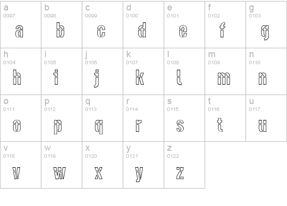 PFDiesel Outline lowercase a-z preview