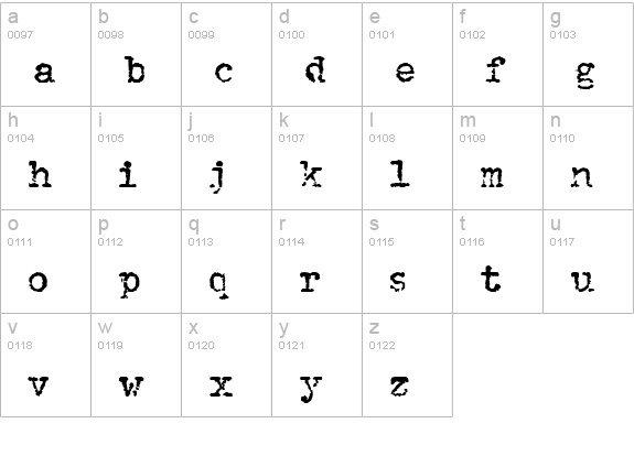 PFDumbOldTypeTwo lowercase a-z preview