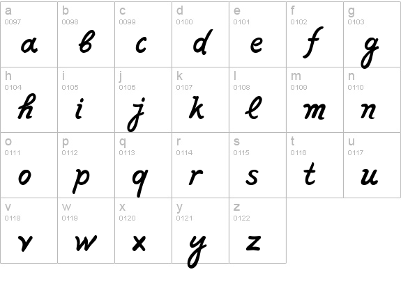 PFFreeScript Normal lowercase a-z preview