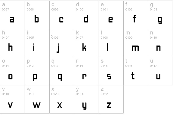 PFHipster Unicode lowercase a-z preview