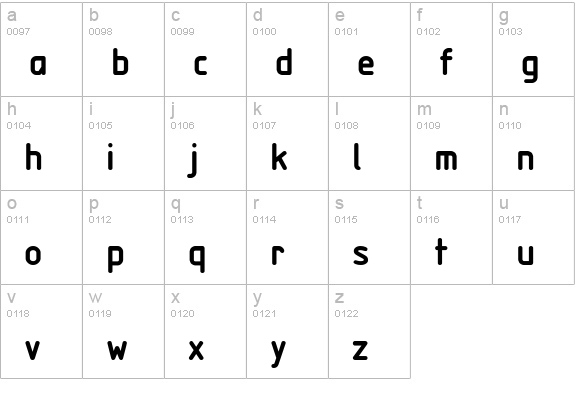 PFMecanorm Bold lowercase a-z preview