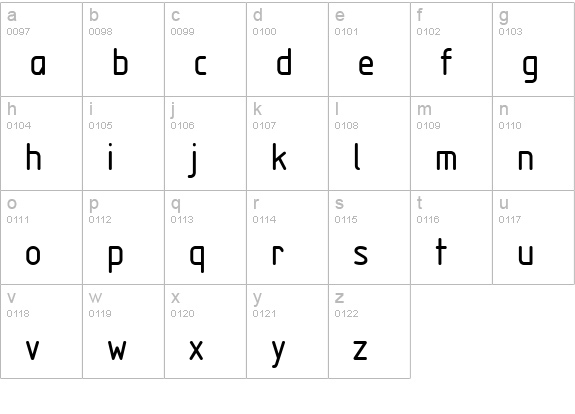 PFMecanorm Regular lowercase a-z preview