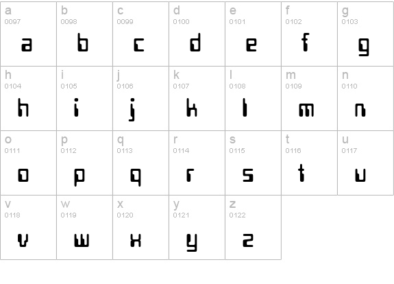 PFMicr Eight lowercase a-z preview