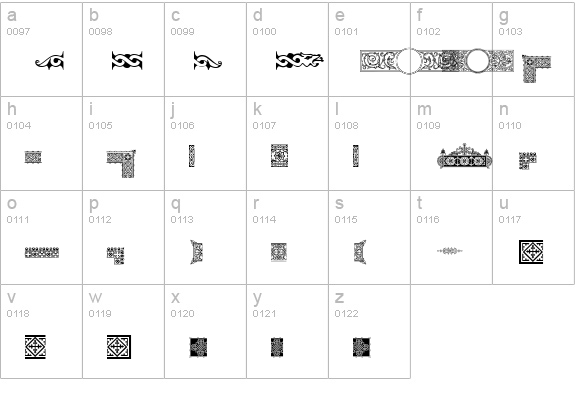 PFOrnmTreasures1-Regular lowercase a-z preview