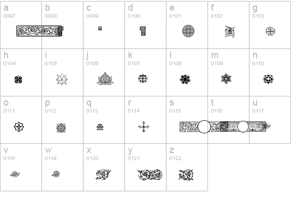 PFOrnmTreasures2-Regular lowercase a-z preview