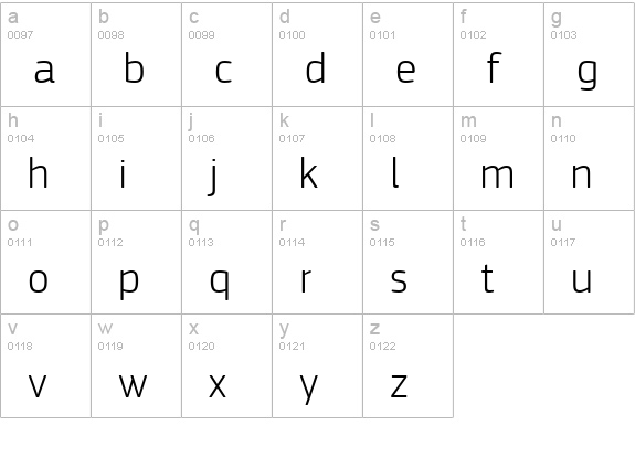 PFSquareSansPro-Light lowercase a-z preview