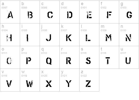 PFStampsPro-Metal lowercase a-z preview