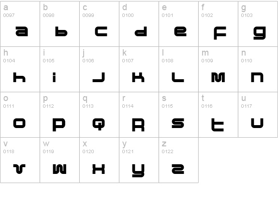 Pfuk Bold lowercase a-z preview