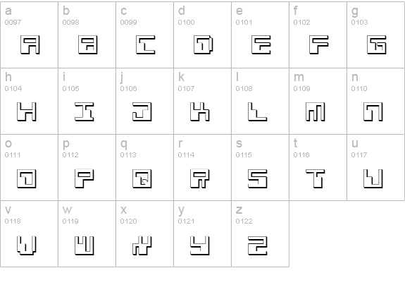Phaser Bank 3D lowercase a-z preview