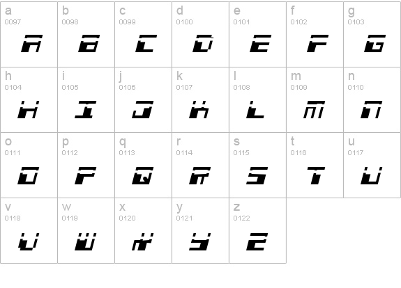 Phaser Bank Laser Italic lowercase a-z preview