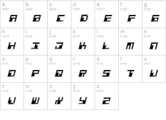 Phaser Bank Pro Italic lowercase a-z preview