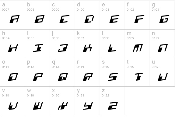 Phaser Bank Rotalic lowercase a-z preview