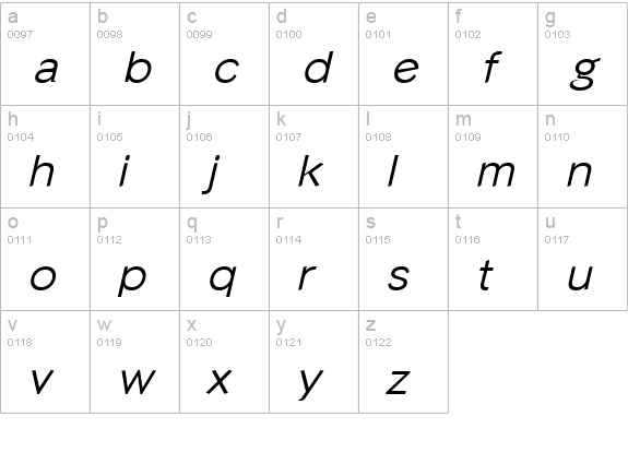 Phinster Italic lowercase a-z preview