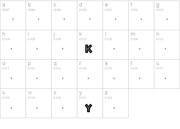 PhosphateInline lowercase a-z preview