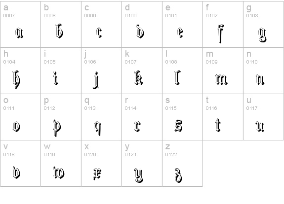 PhraxturedShadowed lowercase a-z preview