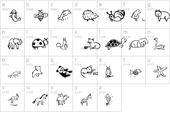 Pict'Animos lowercase a-z preview