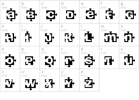PiecesBW lowercase a-z preview