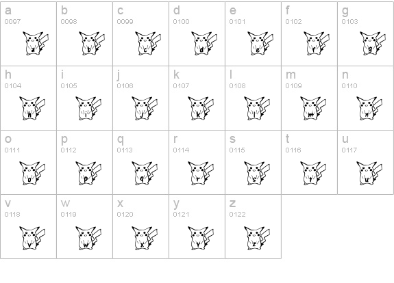Pika Pika lowercase a-z preview