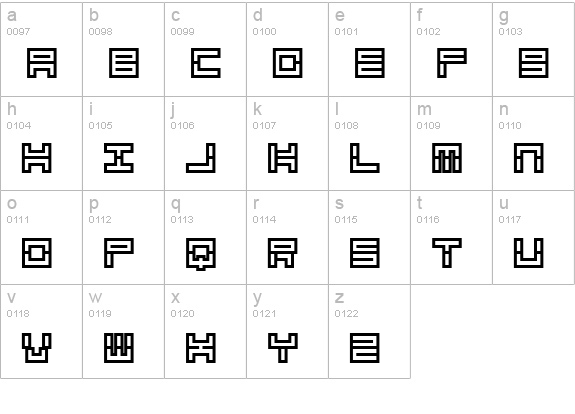 Pile Outline lowercase a-z preview