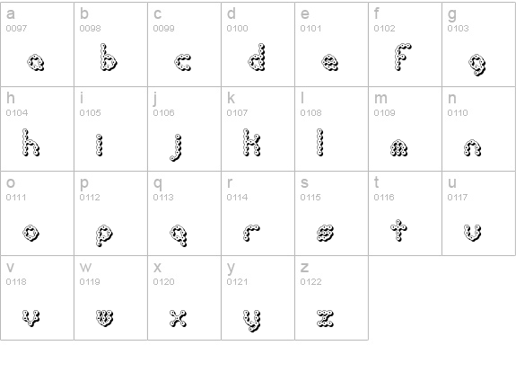 Pindown X BRK lowercase a-z preview