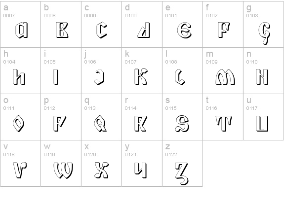 Piper Pie 3D lowercase a-z preview