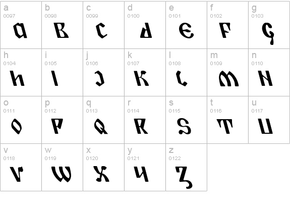 Piper Pie Leftalic lowercase a-z preview
