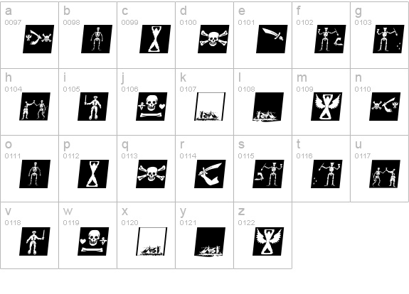 PiratsSymbolsArtefacts lowercase a-z preview