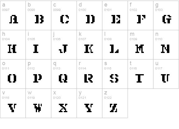 Pixel Combat lowercase a-z preview