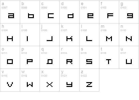Pixeldust Expanded lowercase a-z preview