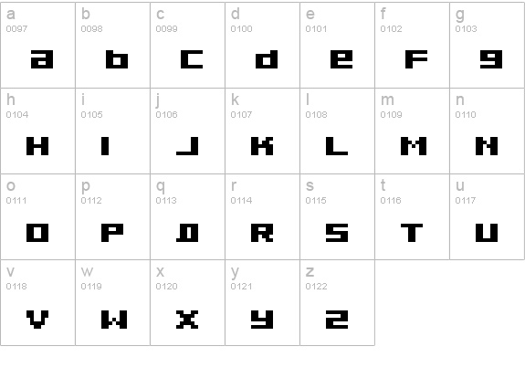 Pixeldust Expanded Bold lowercase a-z preview