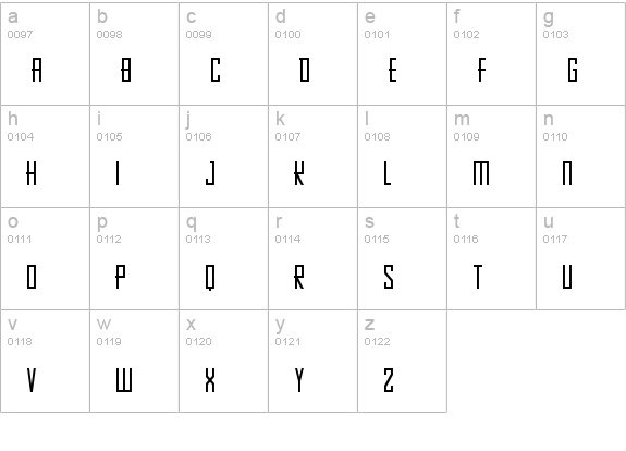 Pixelopolis 9000
 lowercase a-z preview