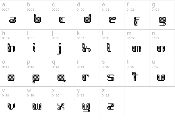 PixetlHard lowercase a-z preview