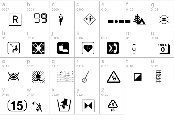 PIXymbolsDingbatsBold lowercase a-z preview