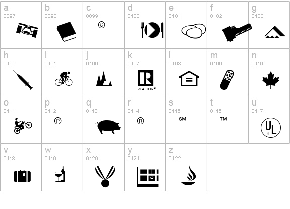 PIXymbolsDingbatsItalic lowercase a-z preview