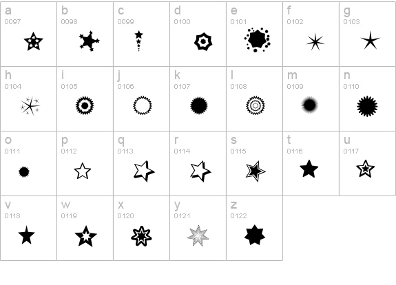 PizzaDude Stars lowercase a-z preview
