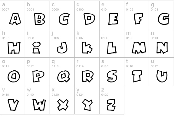 PizzaDudeFatOutline lowercase a-z preview