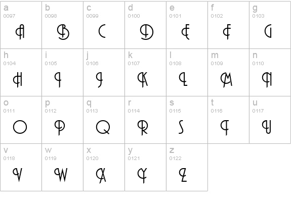 Pizzicato-Initials-Regular lowercase a-z preview