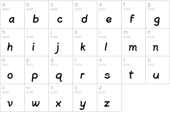 PlainPensleXBold lowercase a-z preview