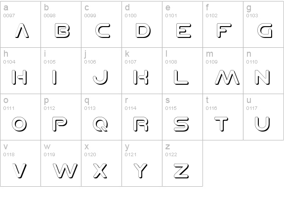 Planet N Shadow lowercase a-z preview